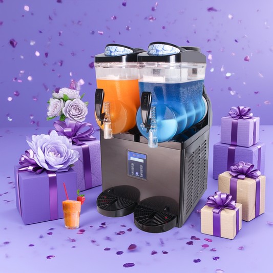 Commercial Slushy Machine, 30L (Dual 15L Tanks), Stainless Steel - Margarita Frozen Drink/Maker for Restaurants, Bars, Cafes