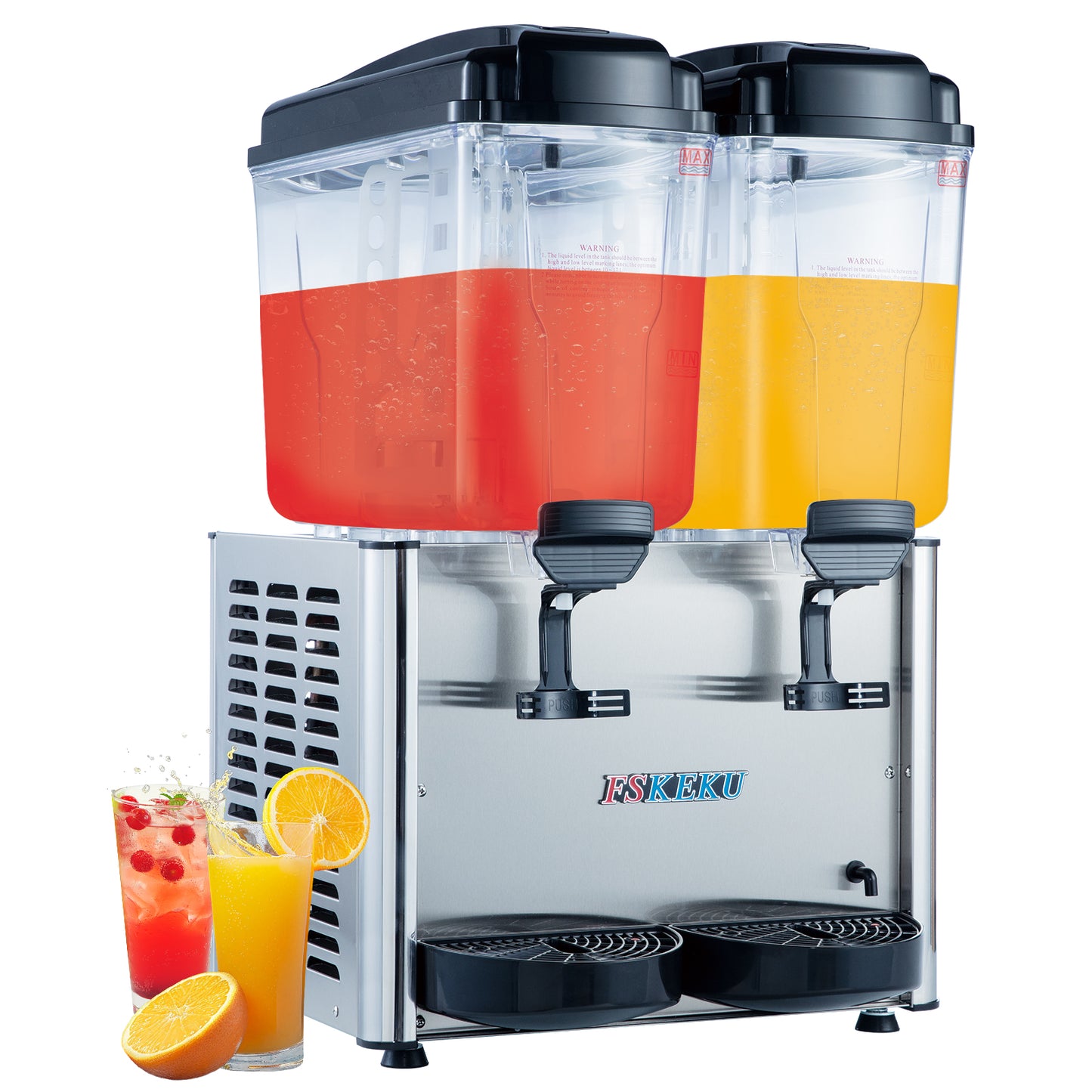 Commercial Beverage Dispenser, 18L (4.8 Gal), Refrigerated Juice Machine, 304 Stainless Steel Cold Iced Tea Cooler for Restaurant, Cafe, Buffet & Party