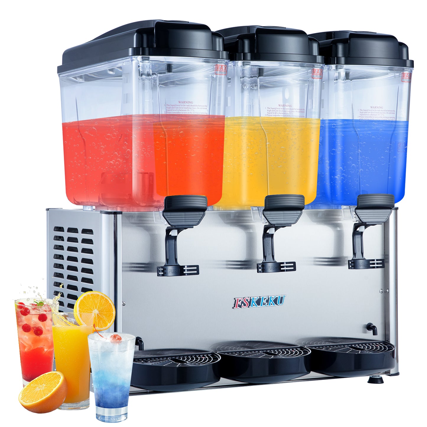 Commercial Beverage Dispenser, 18L (4.8 Gal), Refrigerated Juice Machine, 304 Stainless Steel Cold Iced Tea Cooler for Restaurant, Cafe, Buffet & Party